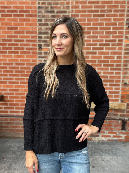 The Maddilynn Loose Knit Black Sweater