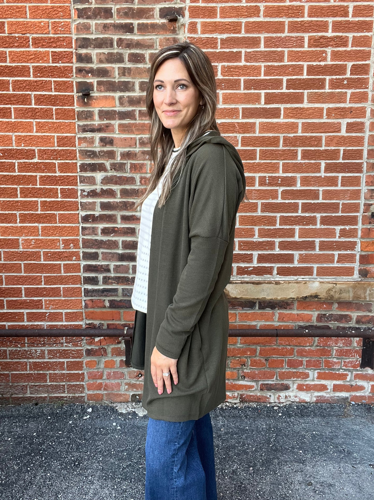 The Callen Olive Ribbed Cardigan