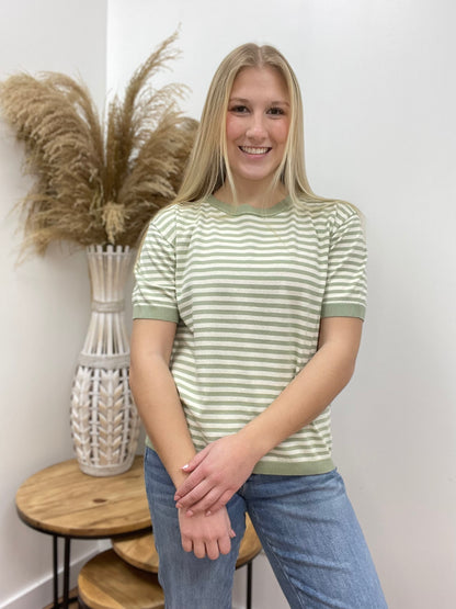 The Maison Short Sleeve Stripped Sweater