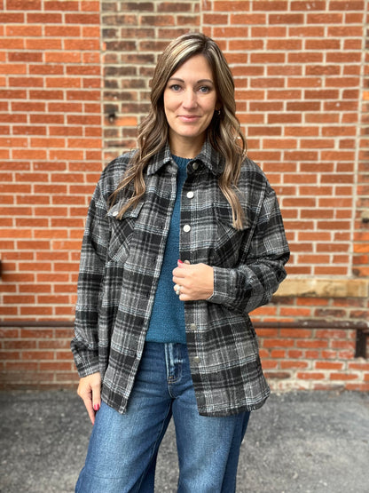 The Gregory Black Plaid Shacket