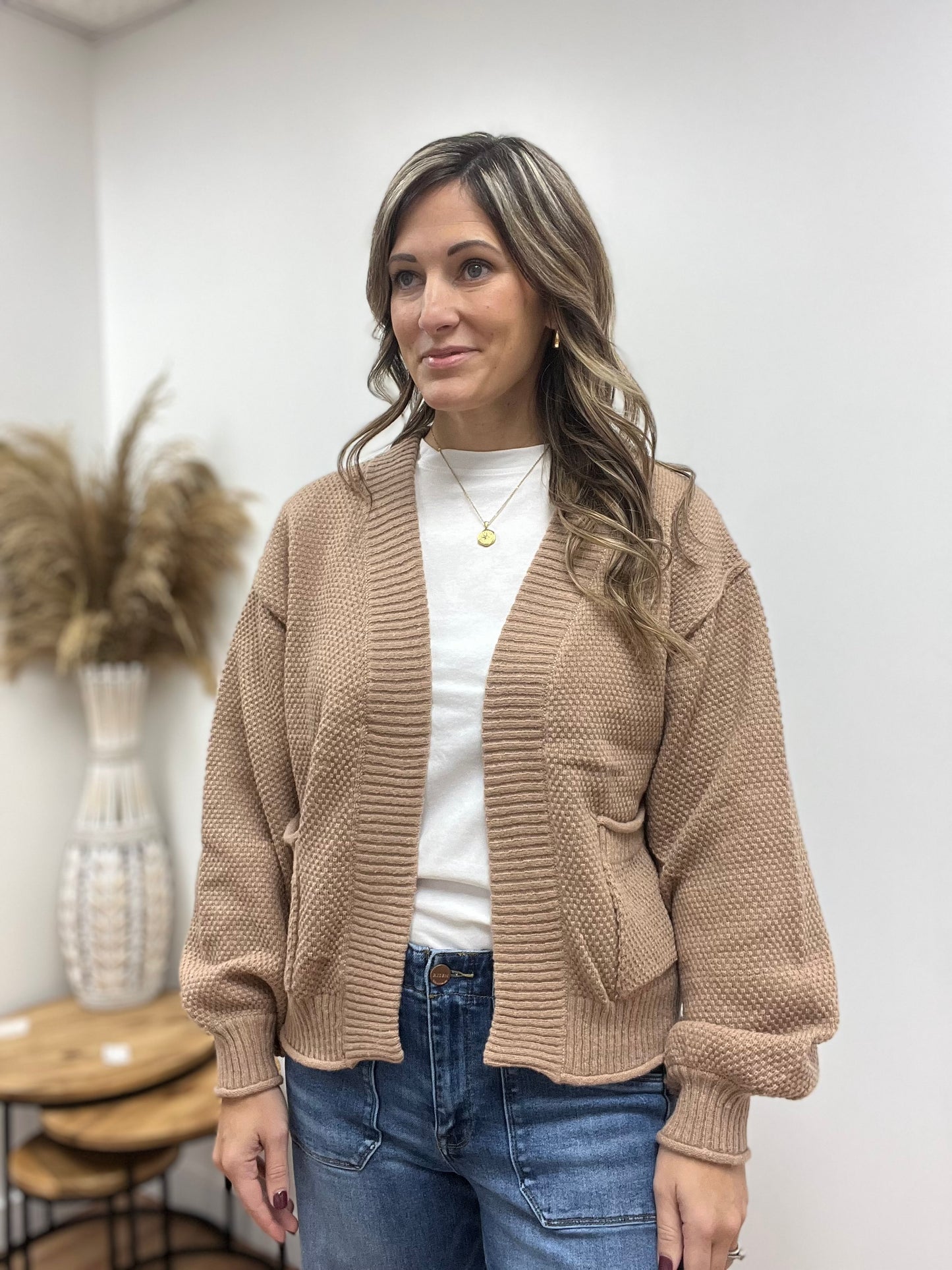 The Maxten Open Front Textured Cardigan