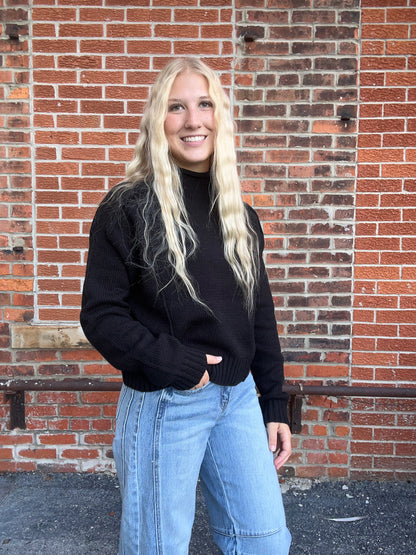 The Eleanore Black High Neck Sweater