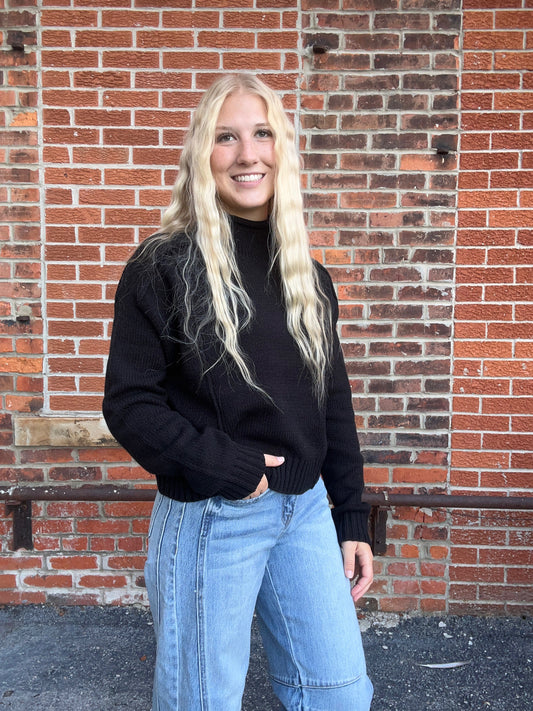 The Eleanore Black High Neck Sweater