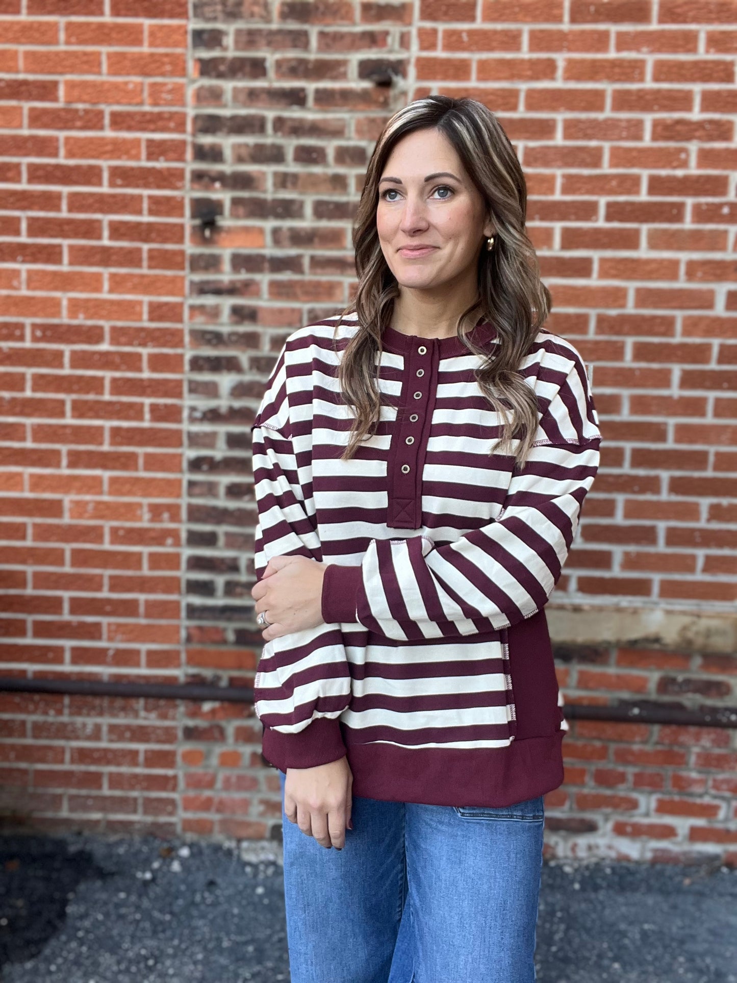 The Margot Long Sleeve Striped Color Block Top