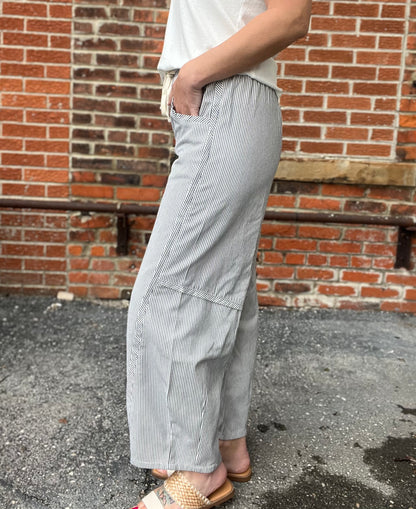 The Romilly Barrel Fit Striped Tie Front Pants