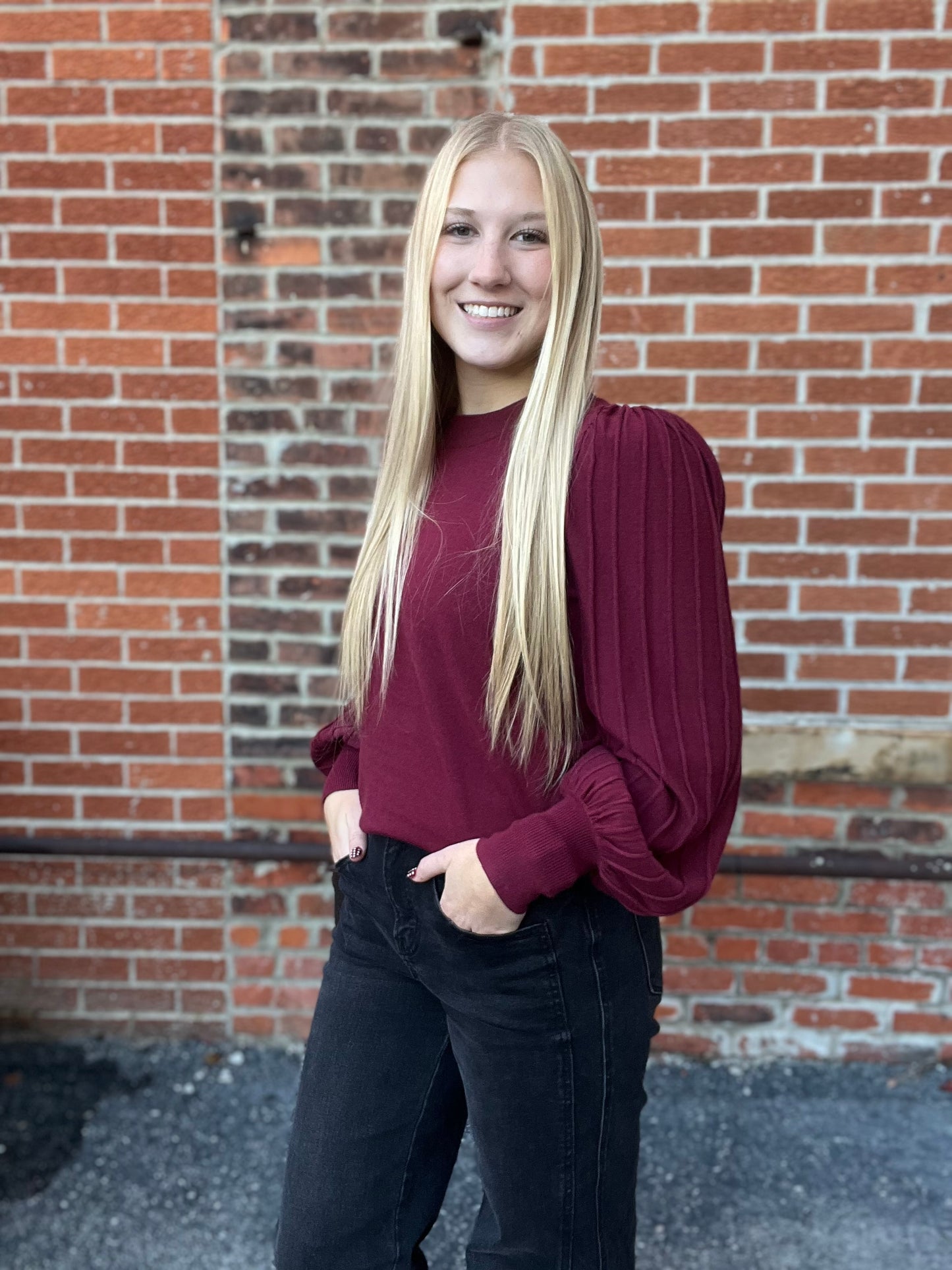 The Malia Holiday Bubble Sleeve Sweater