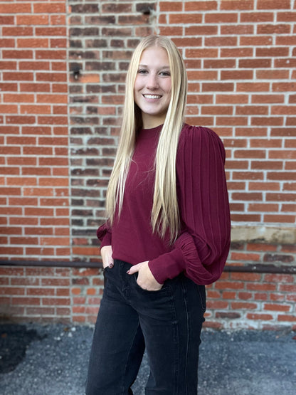 The Malia Holiday Bubble Sleeve Sweater