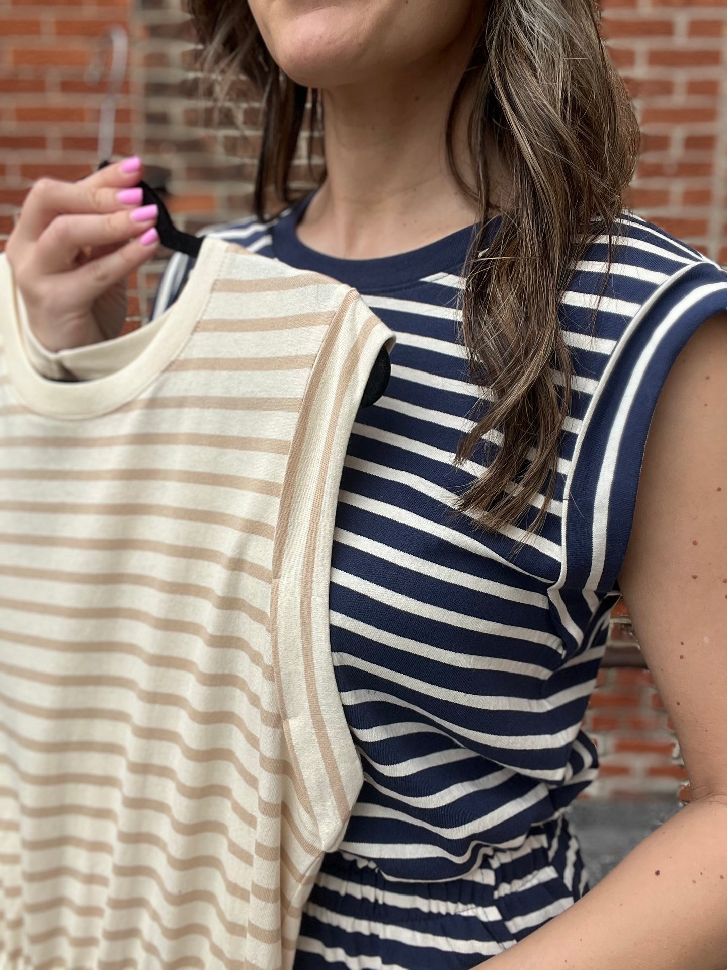 The Solana Sleeveless Striped Daytrip Romper