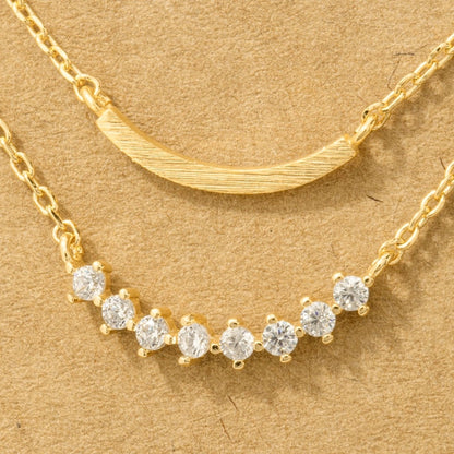 Layered Rhinestone Curved Necklace