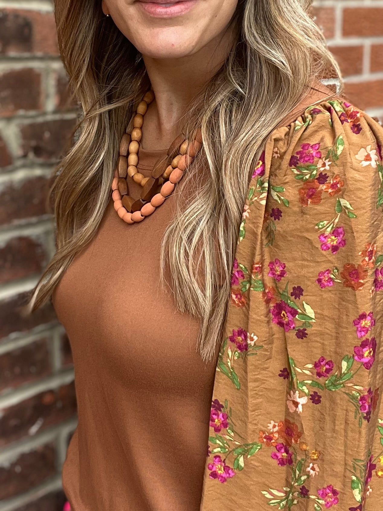 The Raligh Top with Floral Printed Sleeves