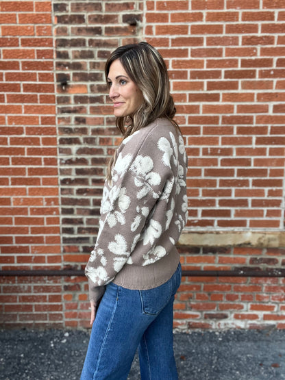 The Rori Floral Distressed Terry Knit Sweater