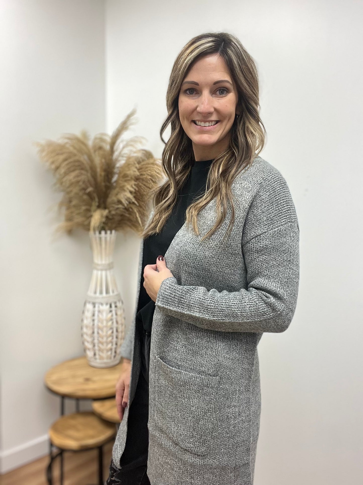 The Oberon Grey Open Sweater Cardigan