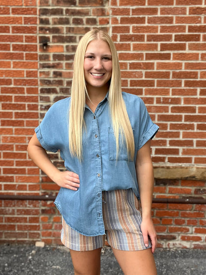 The Rowlynn Multicolor Stripe Gauze Shorts