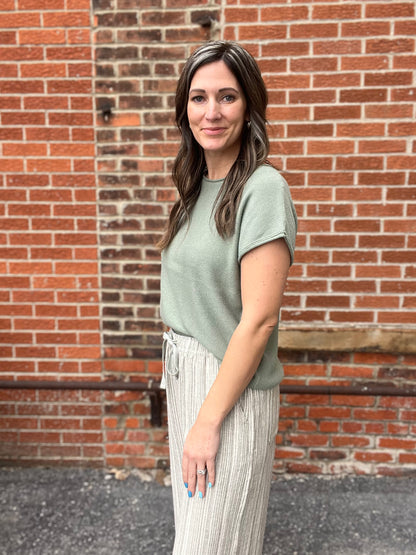 The Winslow Sage Green Knit Sweater Tee