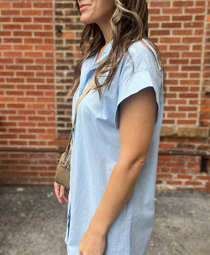 The Jovie Collared Mini Blue Dress