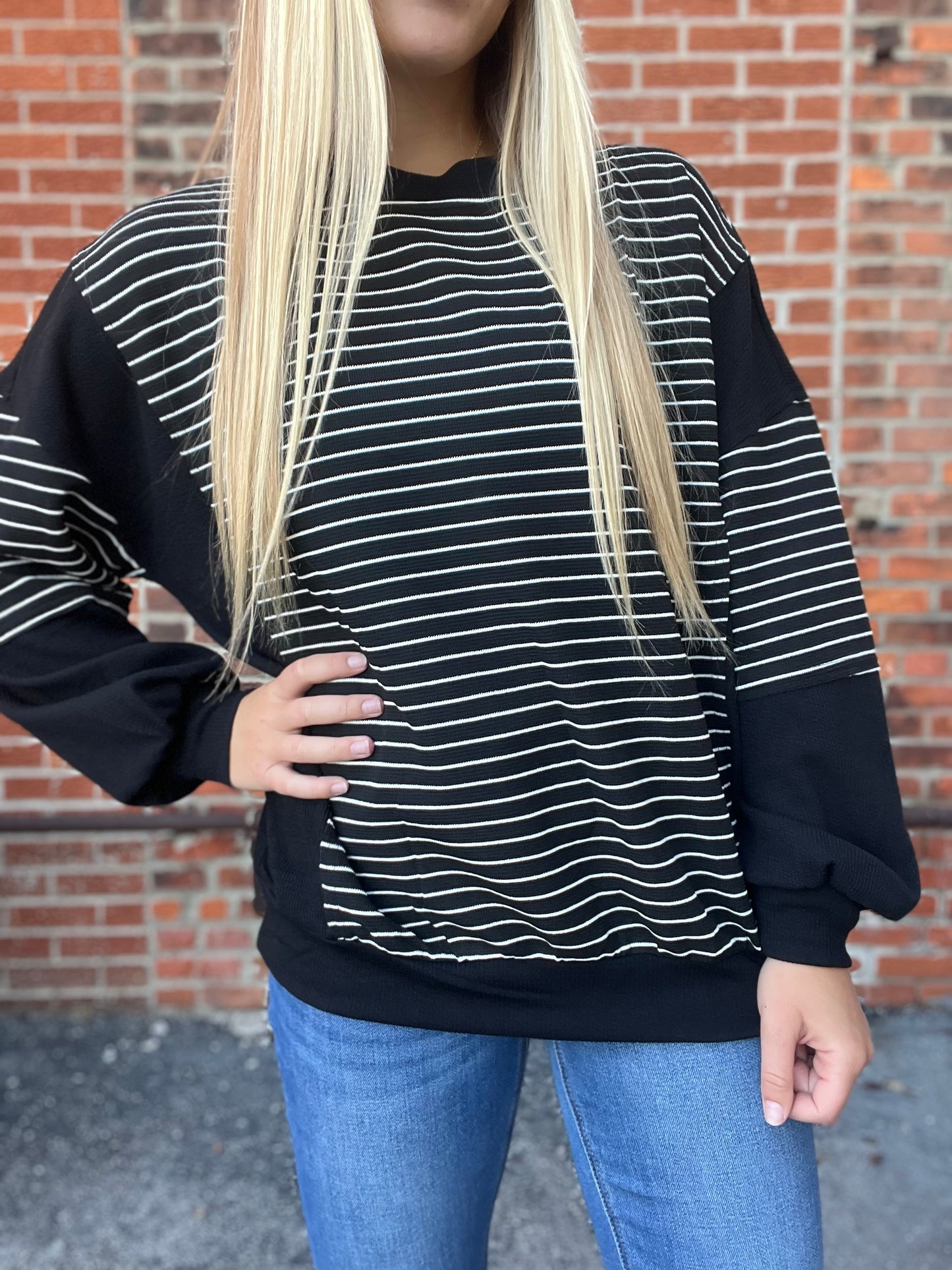 The Clara Raw Edge Long Sleeve Knit Top