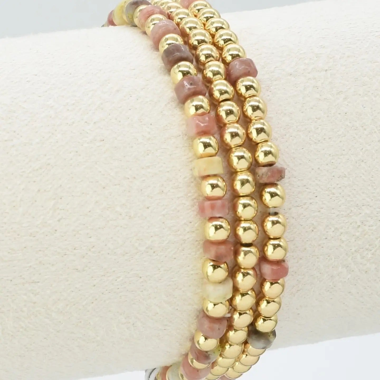 Semi Precious Stretch Bracelets Set Of Three