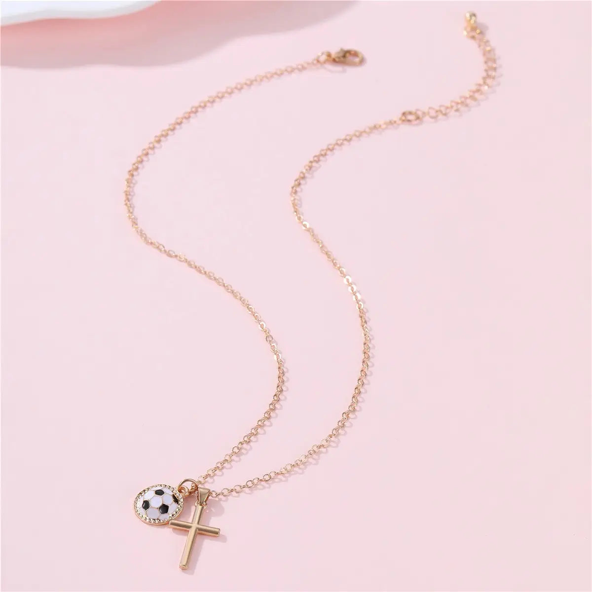 Soccer And Cross Charm Necklace