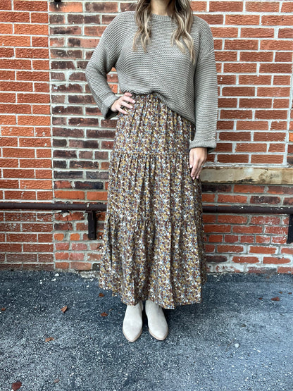 The Sarell Brown Floral Maxi Skirt