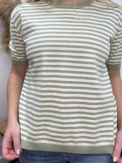 The Maison Short Sleeve Stripped Sweater