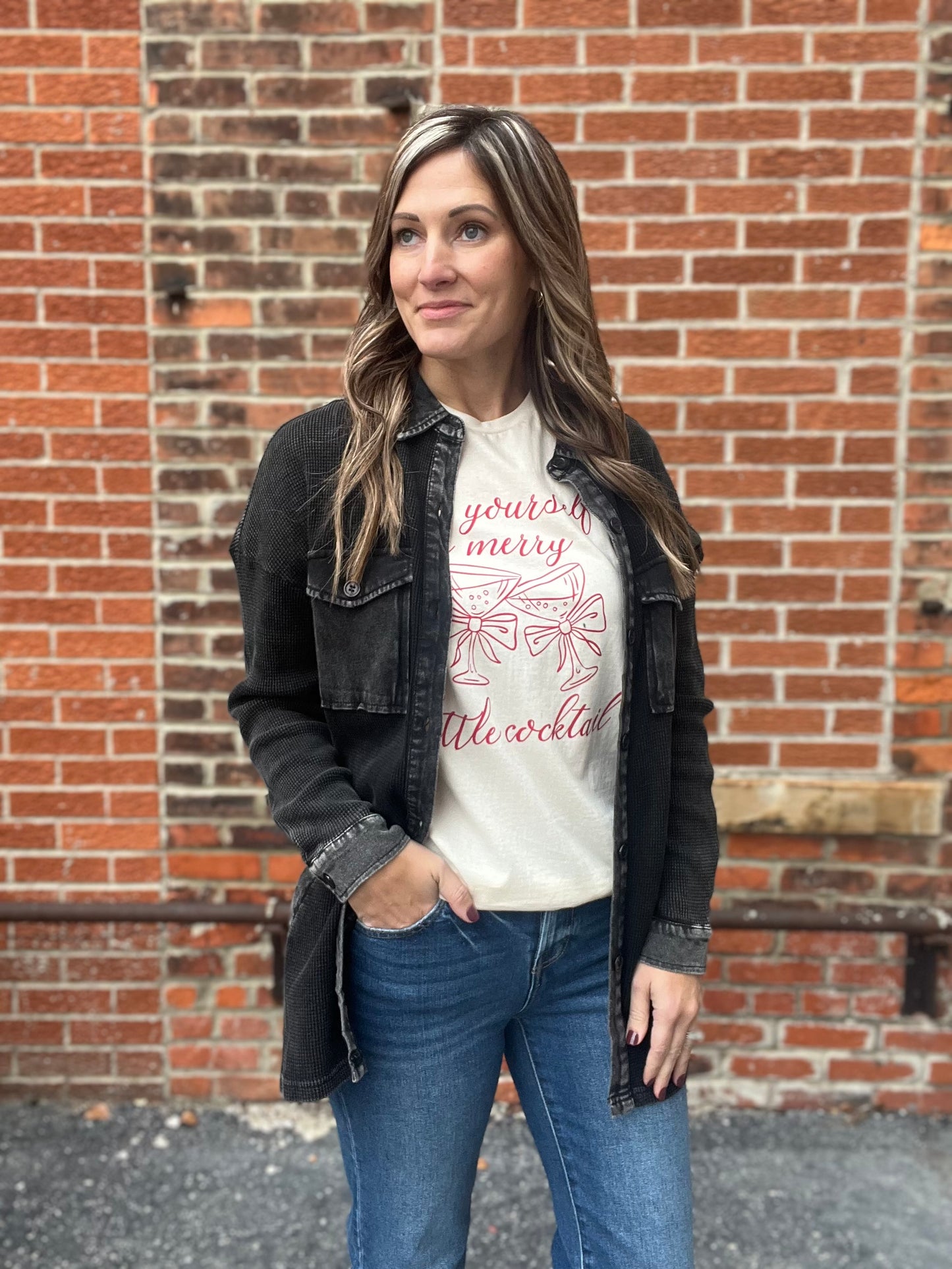 The Milo Thermal Mineral Wash Button Down Shacket