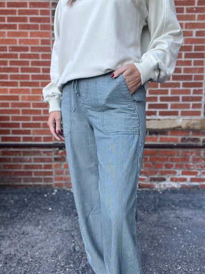 The Piper Striped Tie Denim Pants