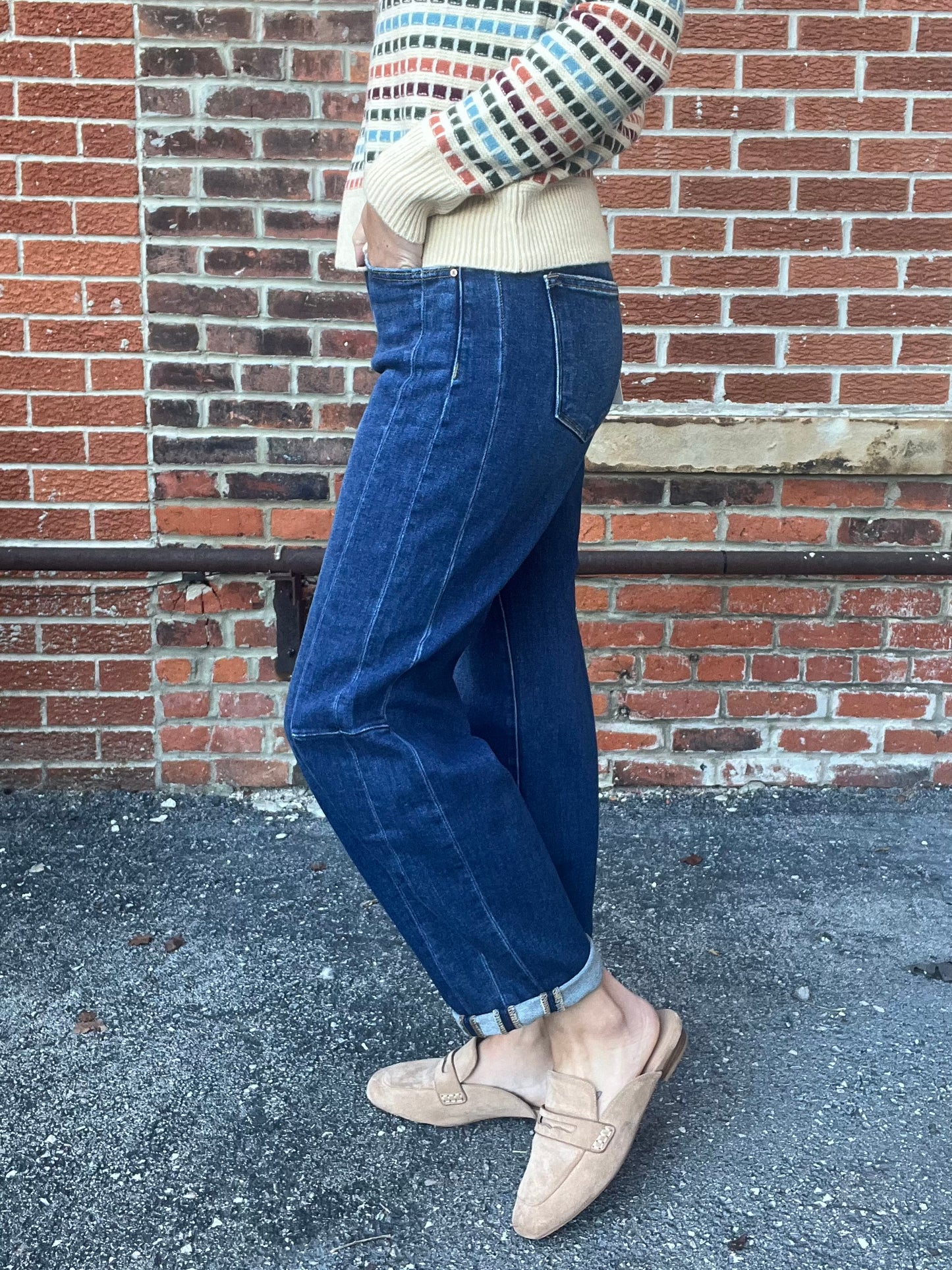 The Foster Dark Wash Barrel Jeans