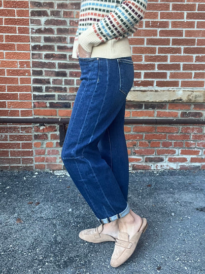 The Foster Dark Wash Barrel Jeans