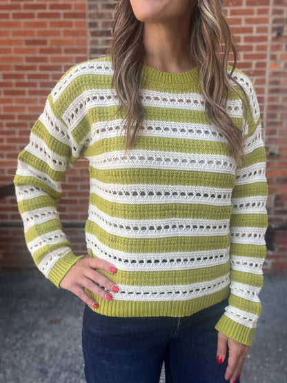 The Ivy Kiwi Striped Knit Pullover Sweater
