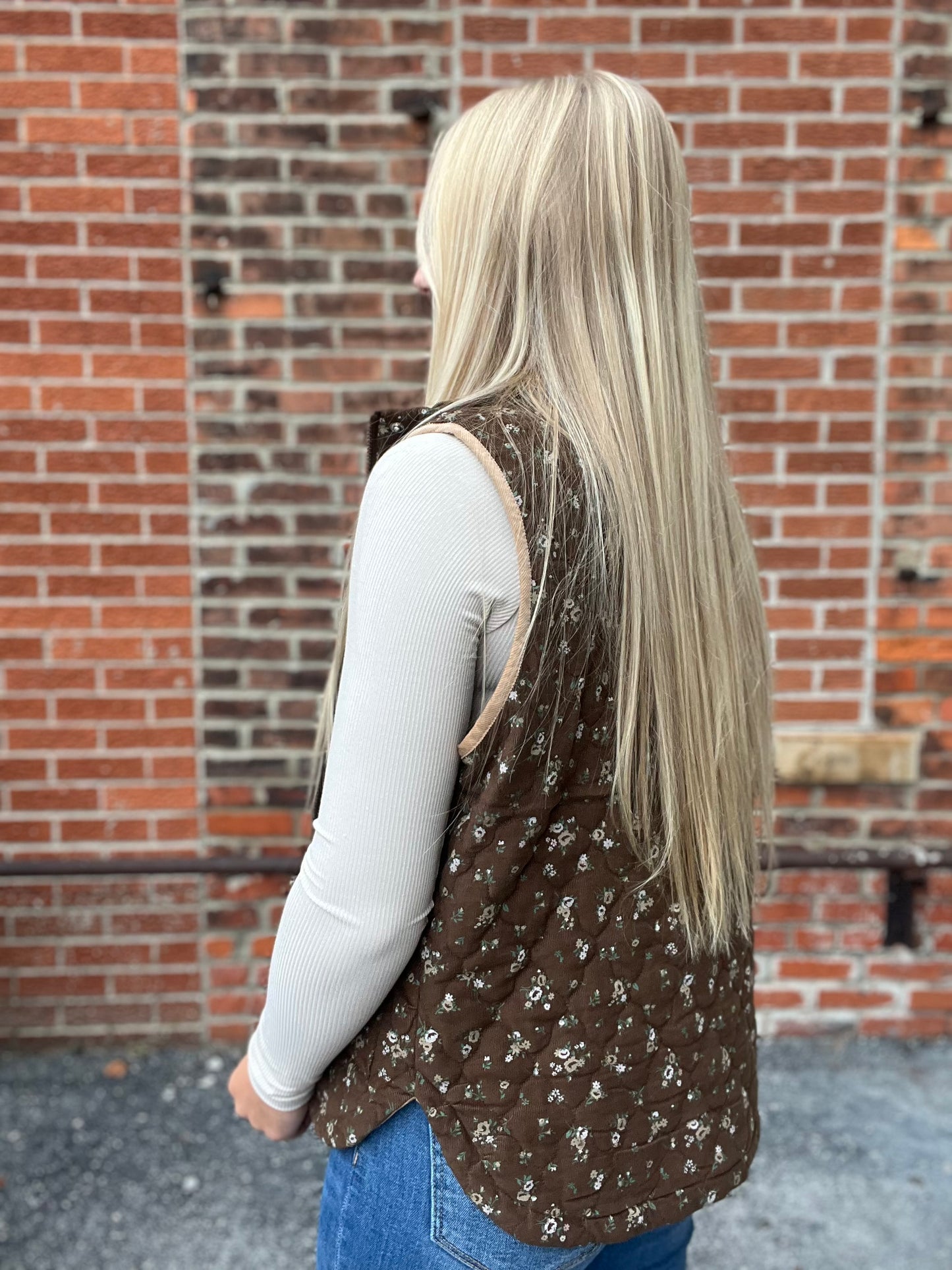 The Della Quilted Floral Puff Vest