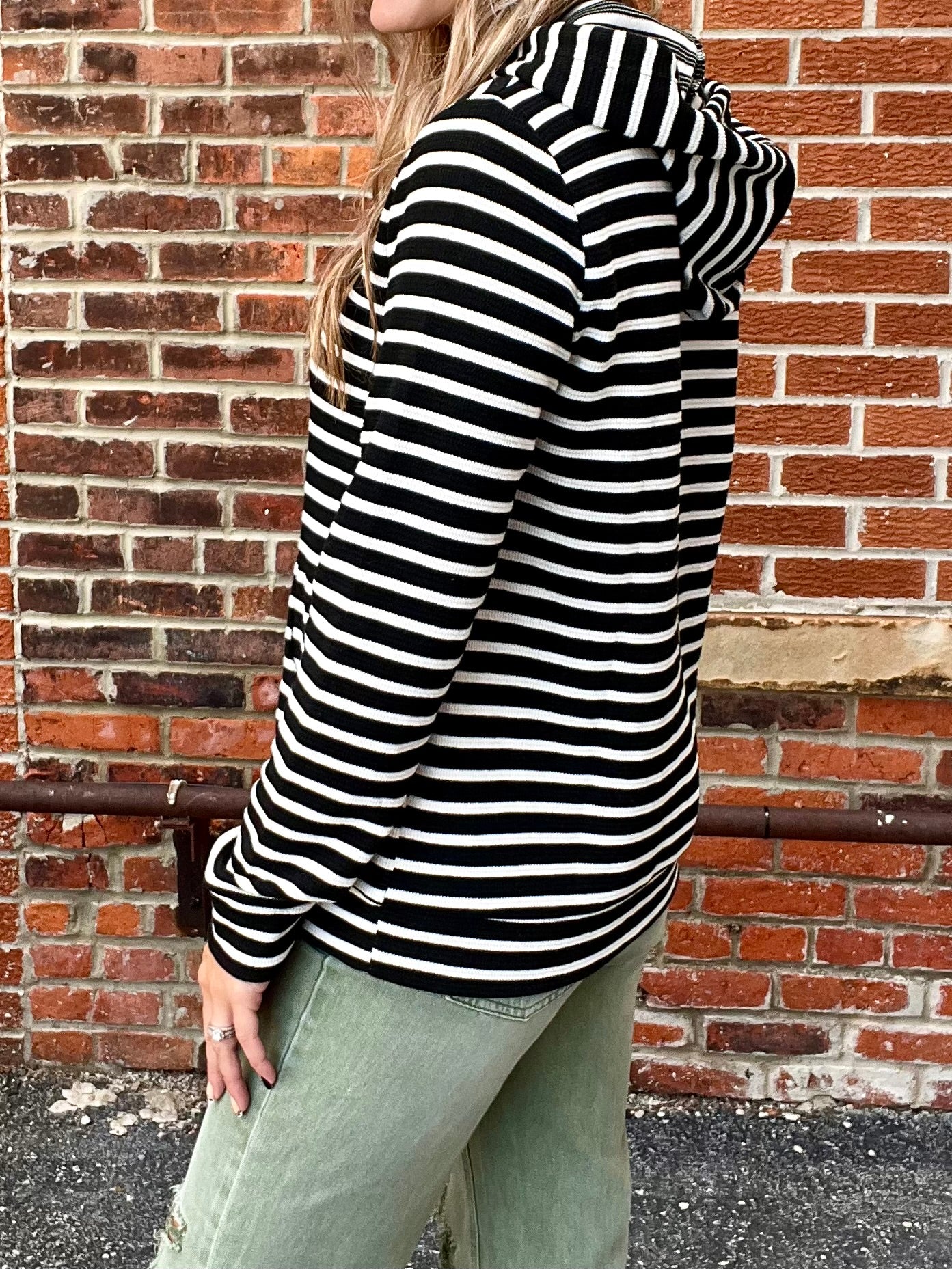 The Abi Black Striped Hoodie