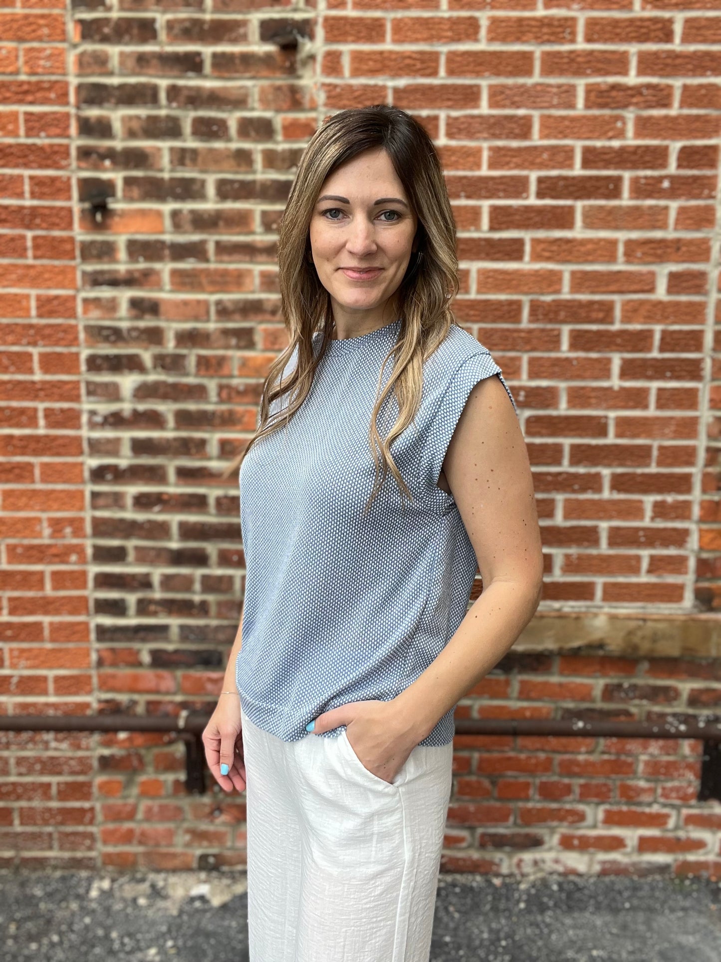 The Aree Two Toned Denim Top