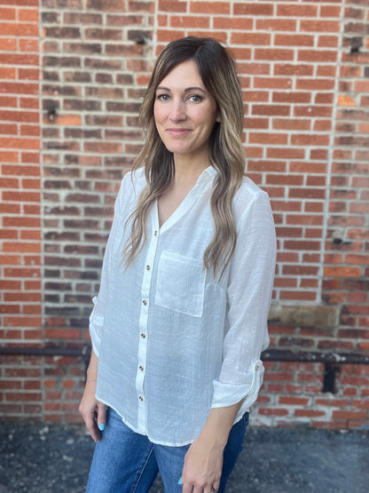 The Denver Crinkle Gauze Button Down