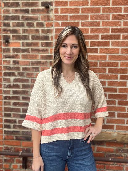 The Kota Sunset Striped Cropped Sweater