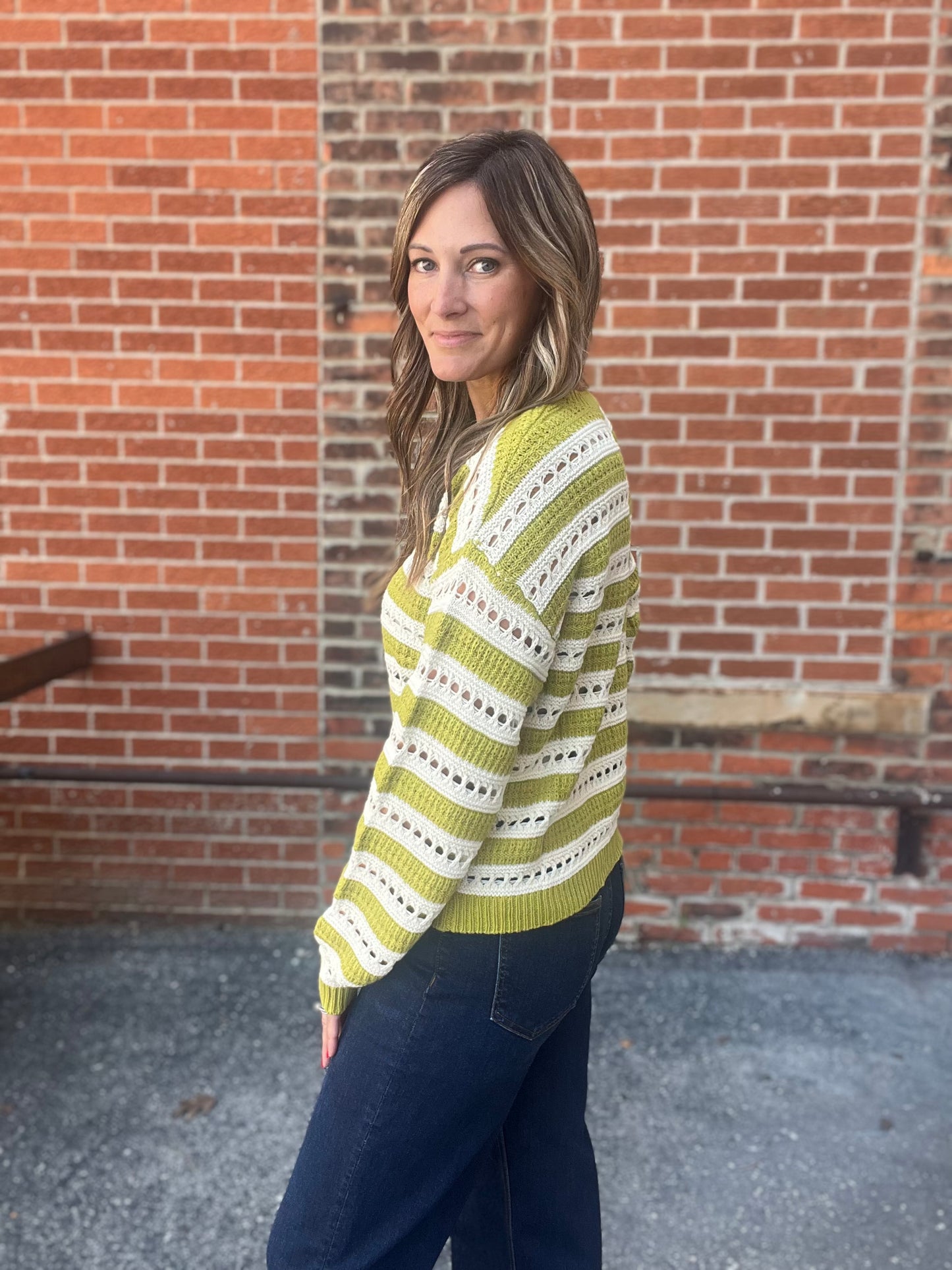 The Ivy Kiwi Striped Knit Pullover Sweater