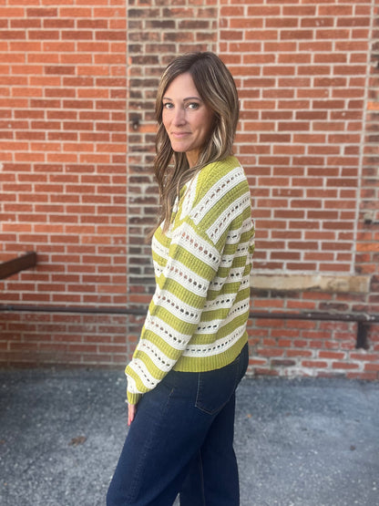 The Ivy Kiwi Striped Knit Pullover Sweater