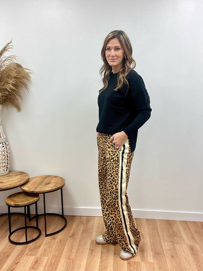 The Harlow Leopard Black Pants