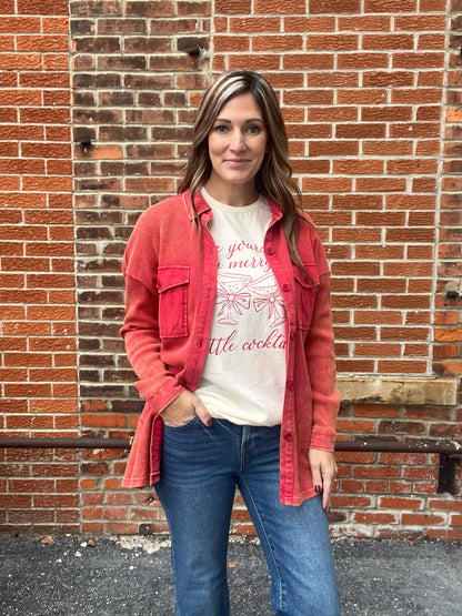 The Milo Thermal Mineral Wash Button Down Shacket