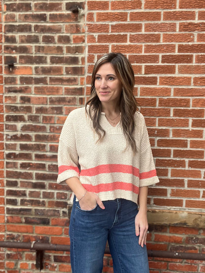 The Kota Sunset Striped Cropped Sweater