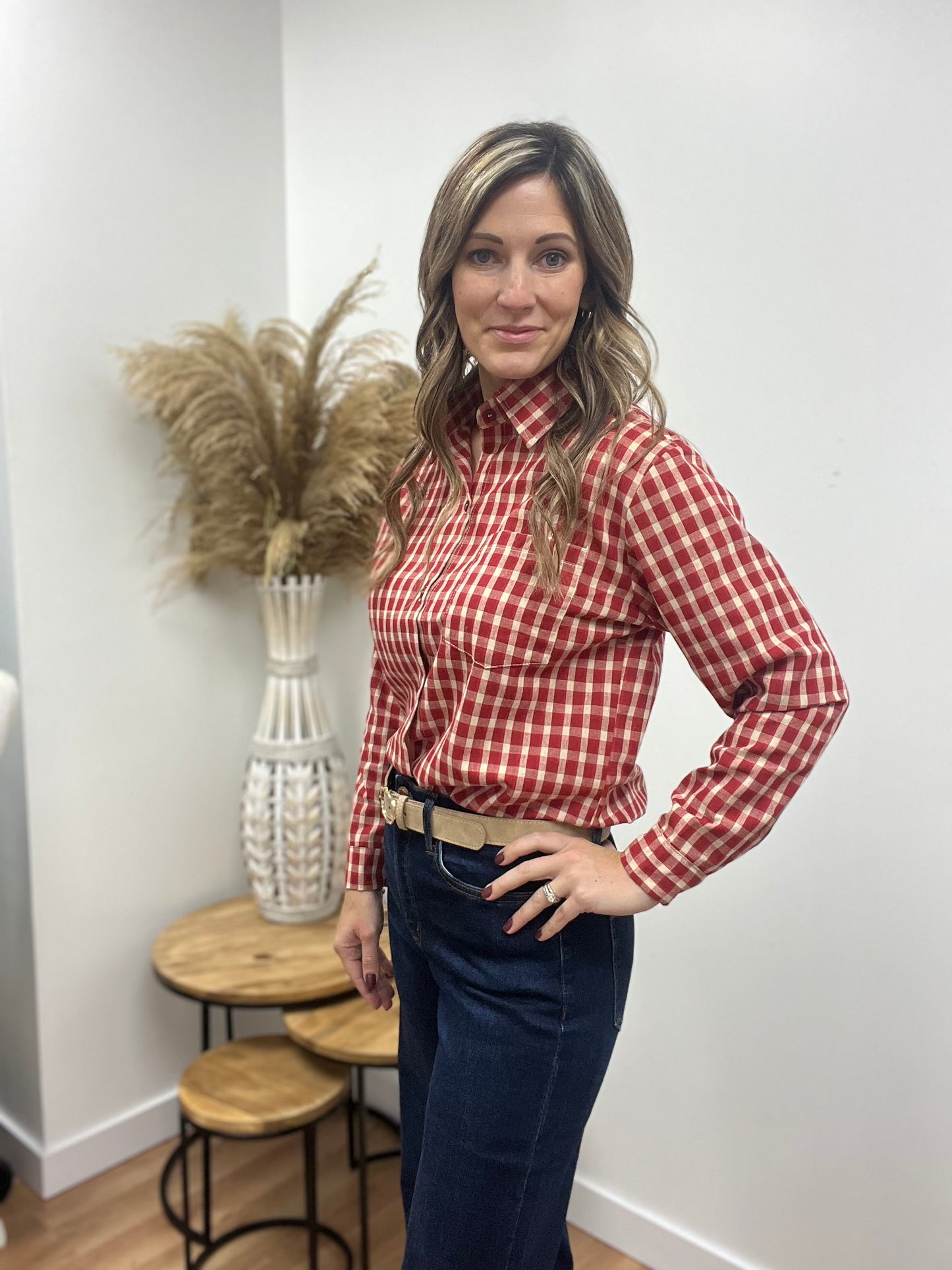 The Opal Gingham Oversized Button Down