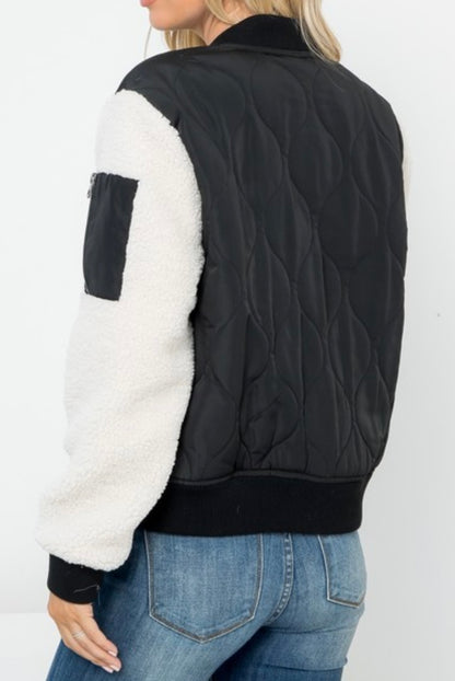 The Quilted Mia Sherpa Bomber Jacket