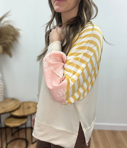 The Maeve Contrast Long Sleeve Top