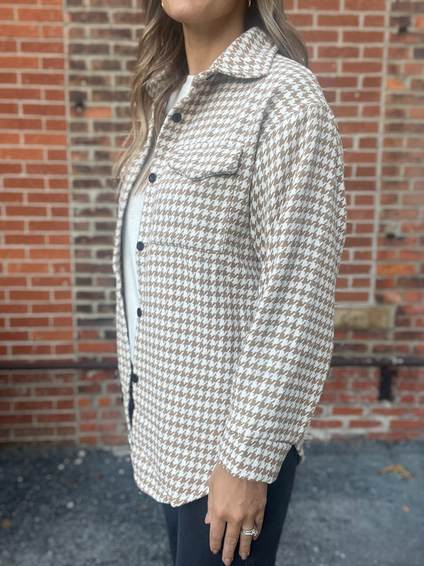 The Cristin Khaki Houndstooth Jacket