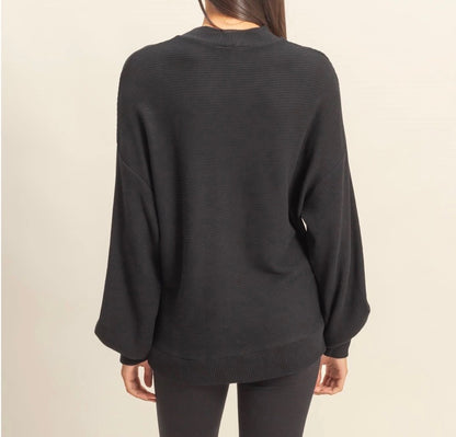 The Tara Black Ribbed Sweater