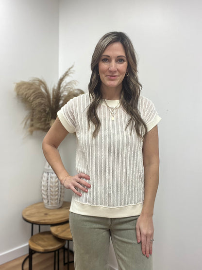 The Maisie Open Weaved Ivory Knit Top