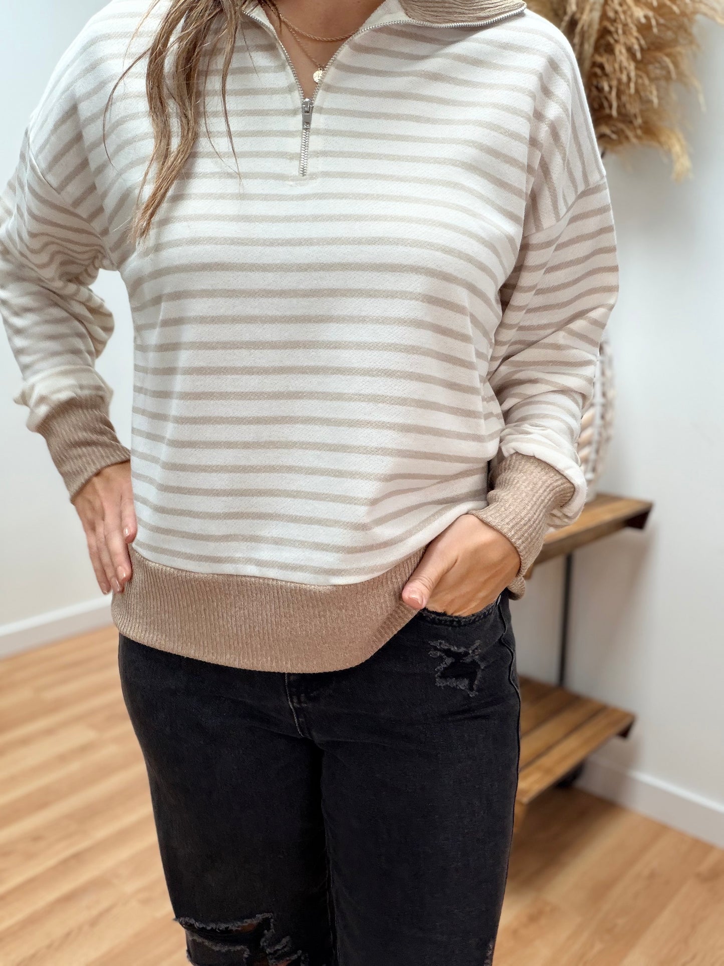 The Hollis Striped Half Zip Pullover