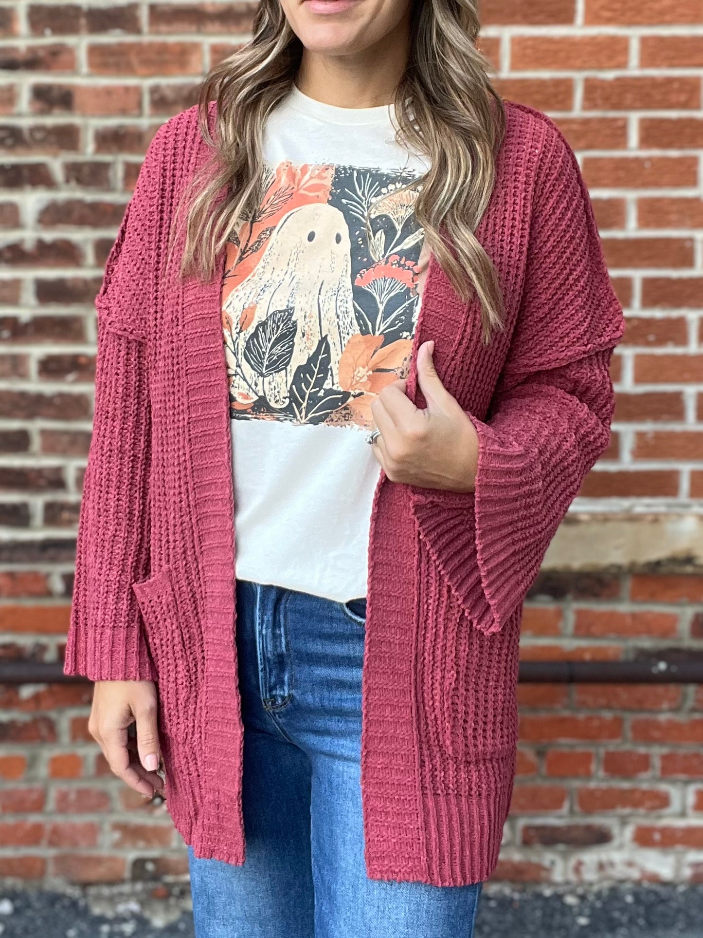 The Brelley Open Front Brick Knit Cardigan