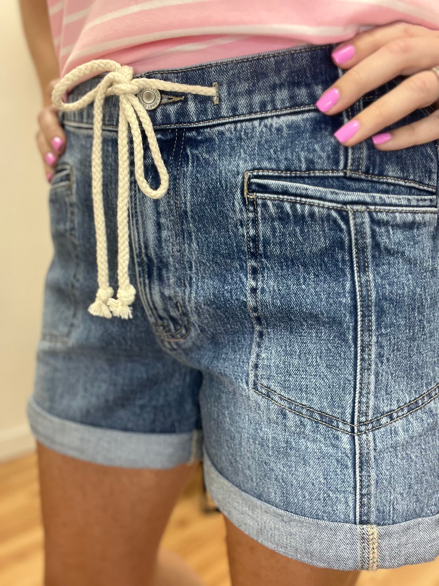 The Riley Drawstring Jean Shorts