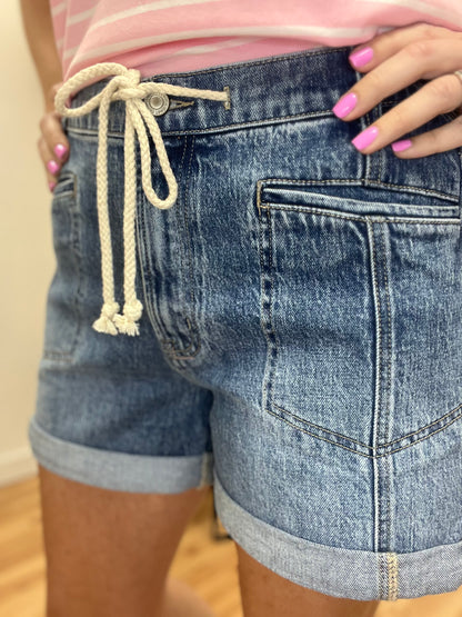 The Riley Drawstring Jean Shorts