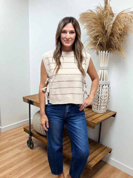 The Hullson Stripped Side Tie Knit Vest